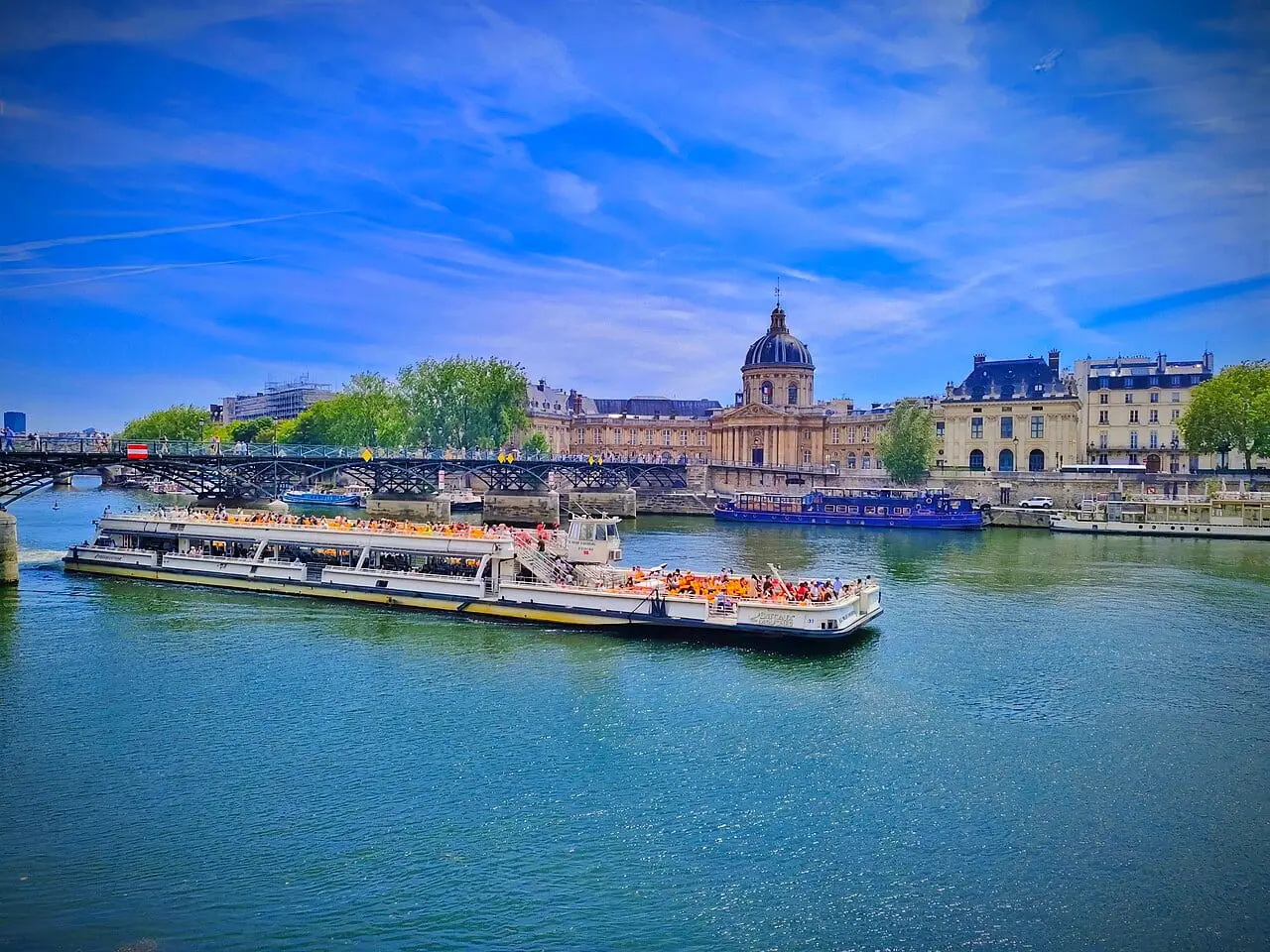 A sightseeing boat on the Seine in Paris