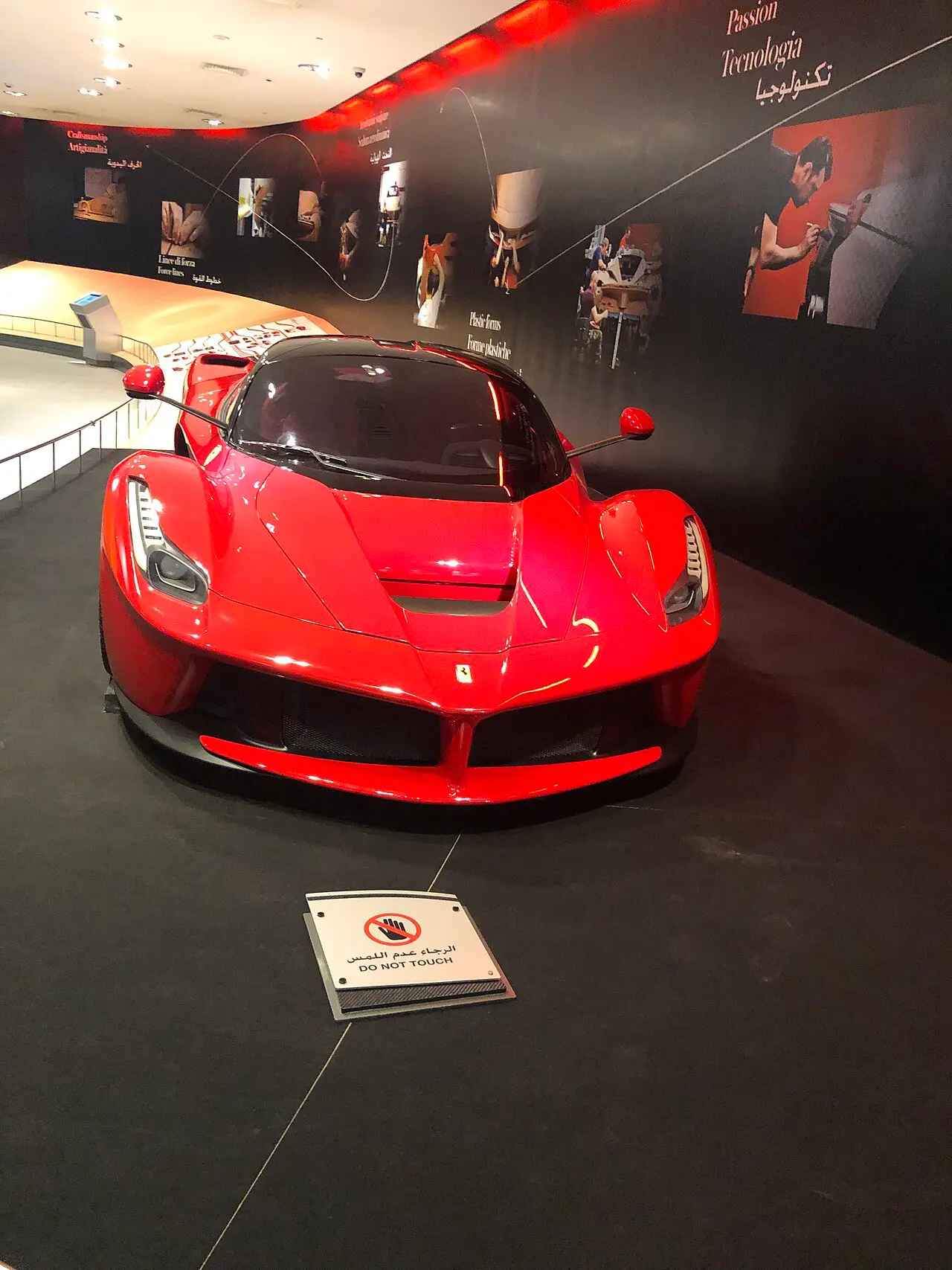 A red LaFerrari on display at Ferrari World Abu Dhabi