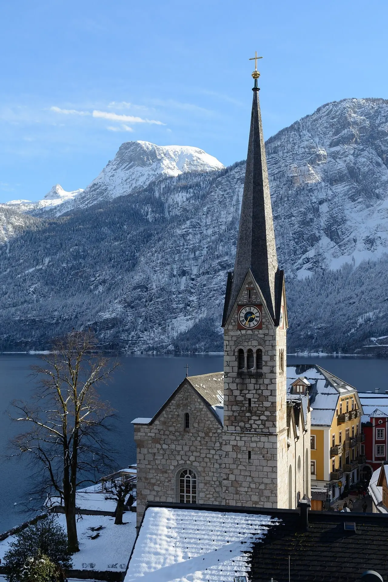 Hallstatt church in winter