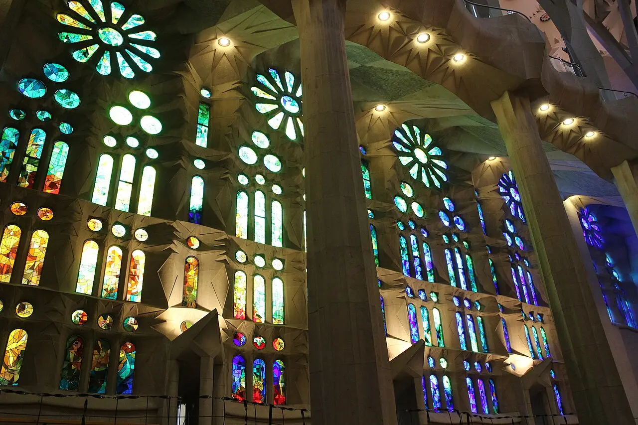 Stained-glass light inside the basilica