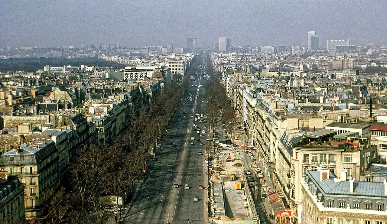The Champs-Élysées from the top of the arch