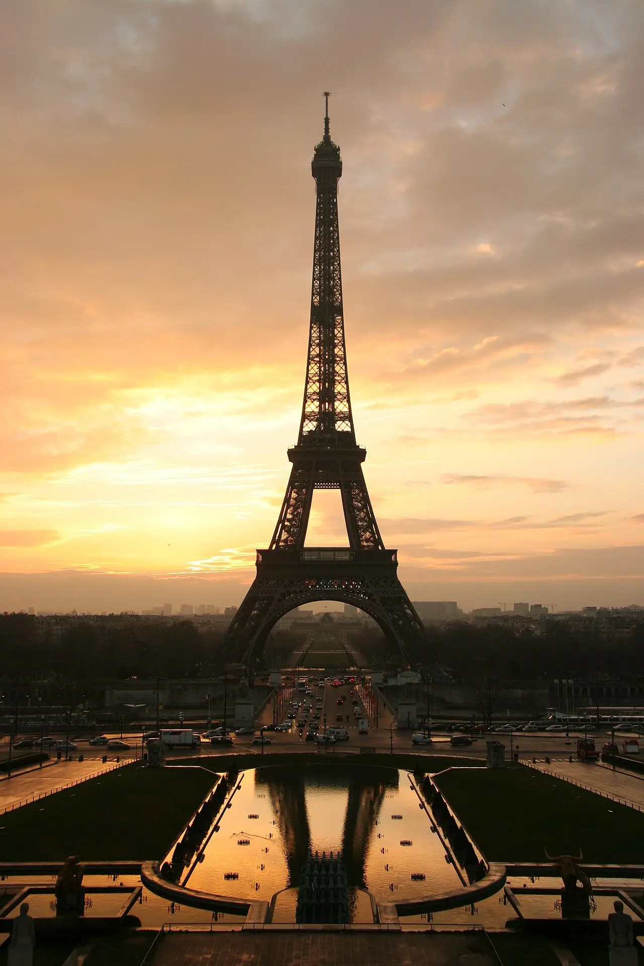 The Eiffel Tower at sunset