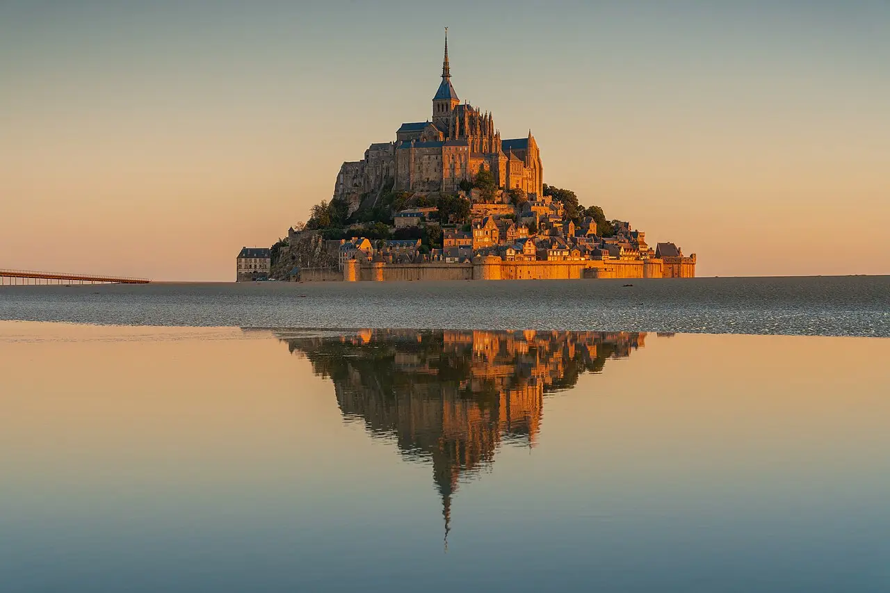 Mont-Saint-Michel reflected in the bay