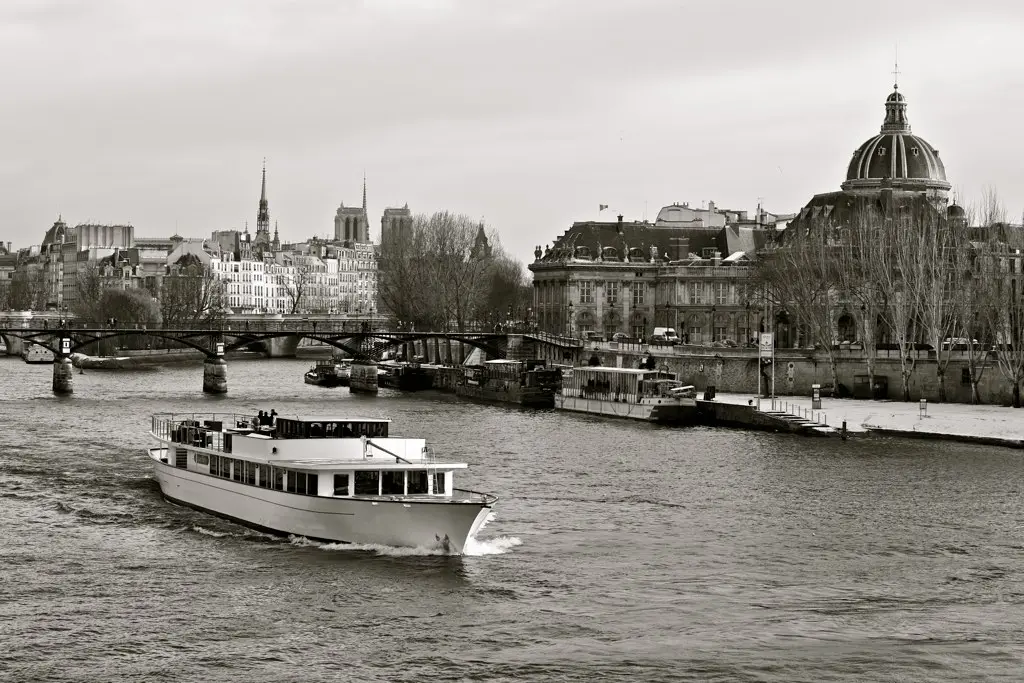A tour boat passing the Île de la Cité