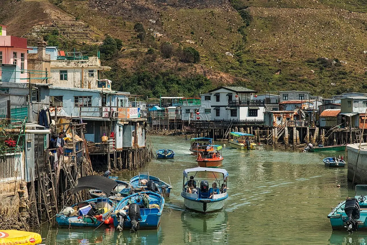 Stilt houses and fishing boats in Tai O village