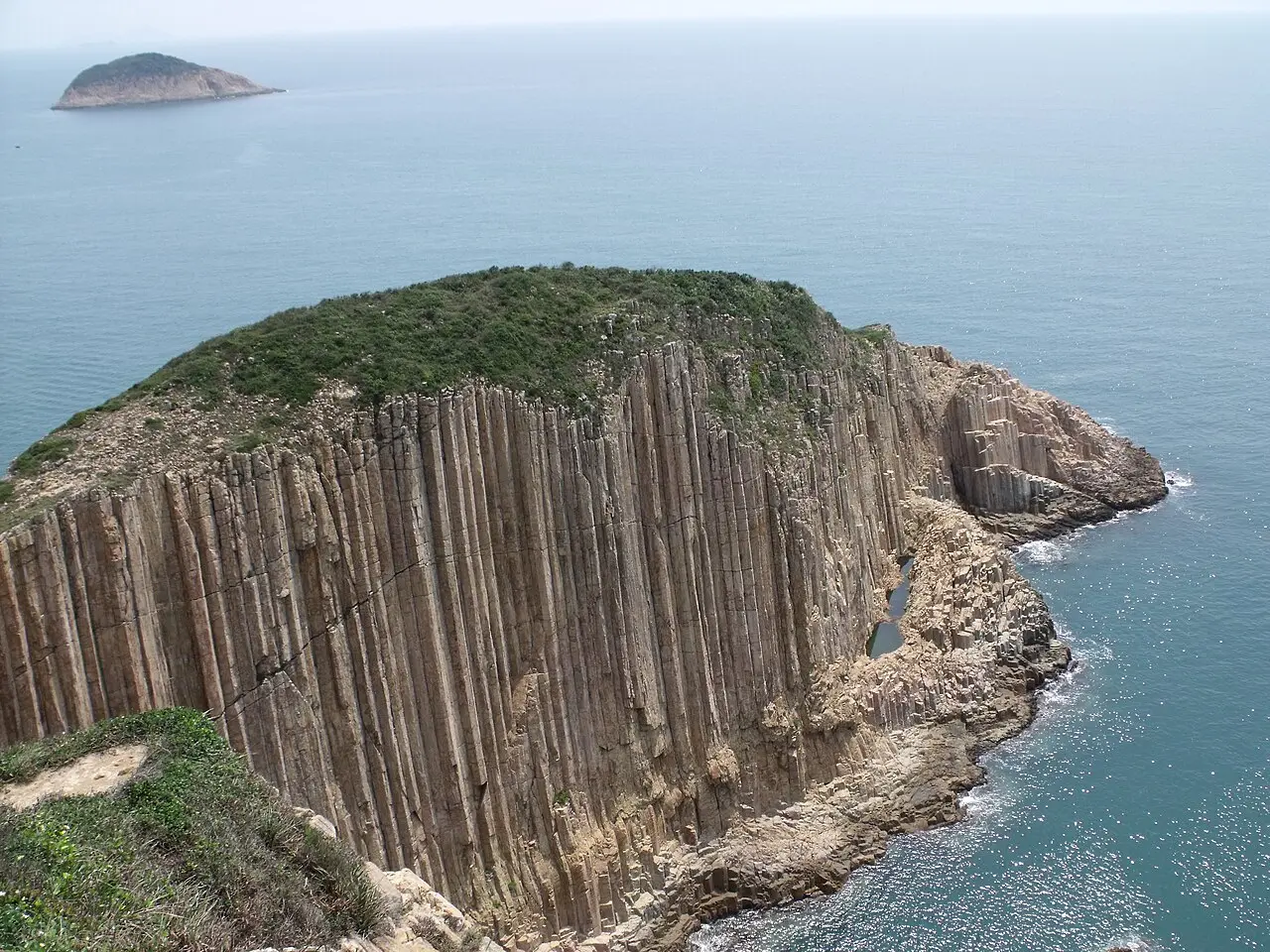 Hexagonal rock columns on Po Pin Chau island in Sai Kung
