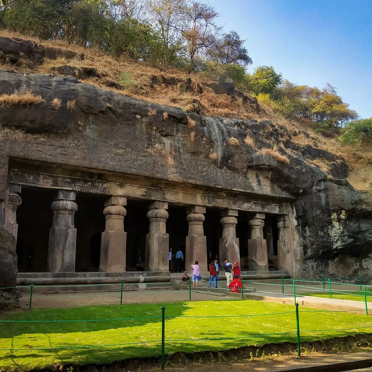 The pillared entrance of the main cave