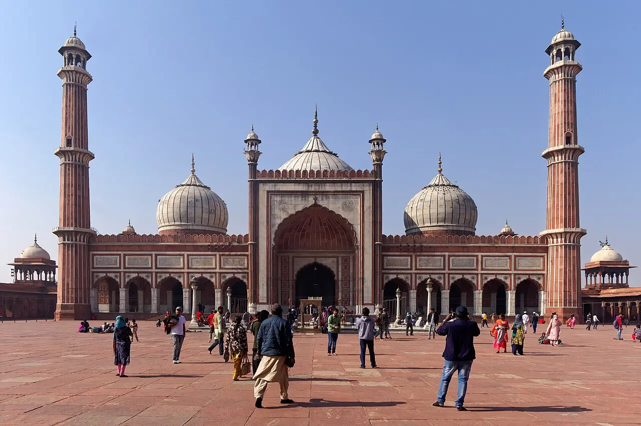 The courtyard and domes of the Jama Masjid