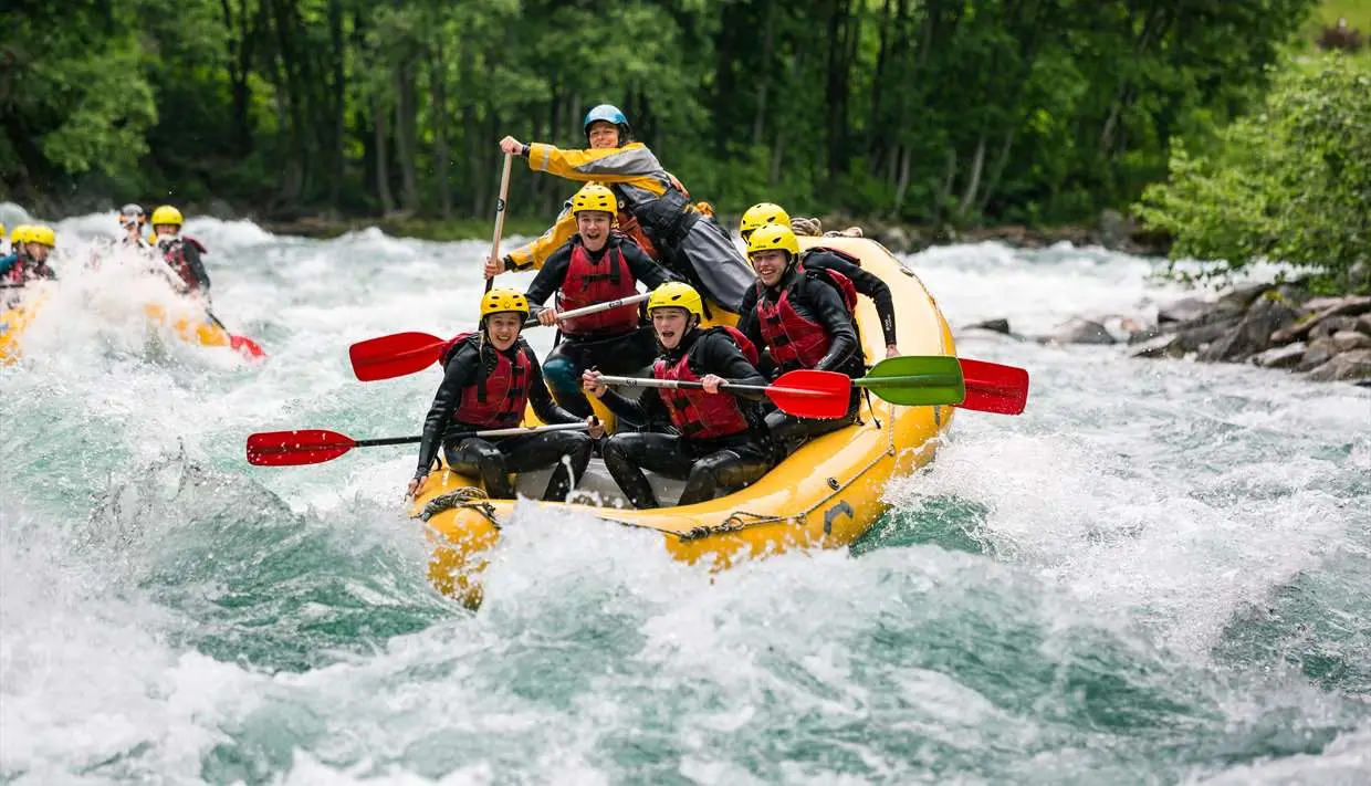 Rafting through white water on the Ganges at Rishikesh
