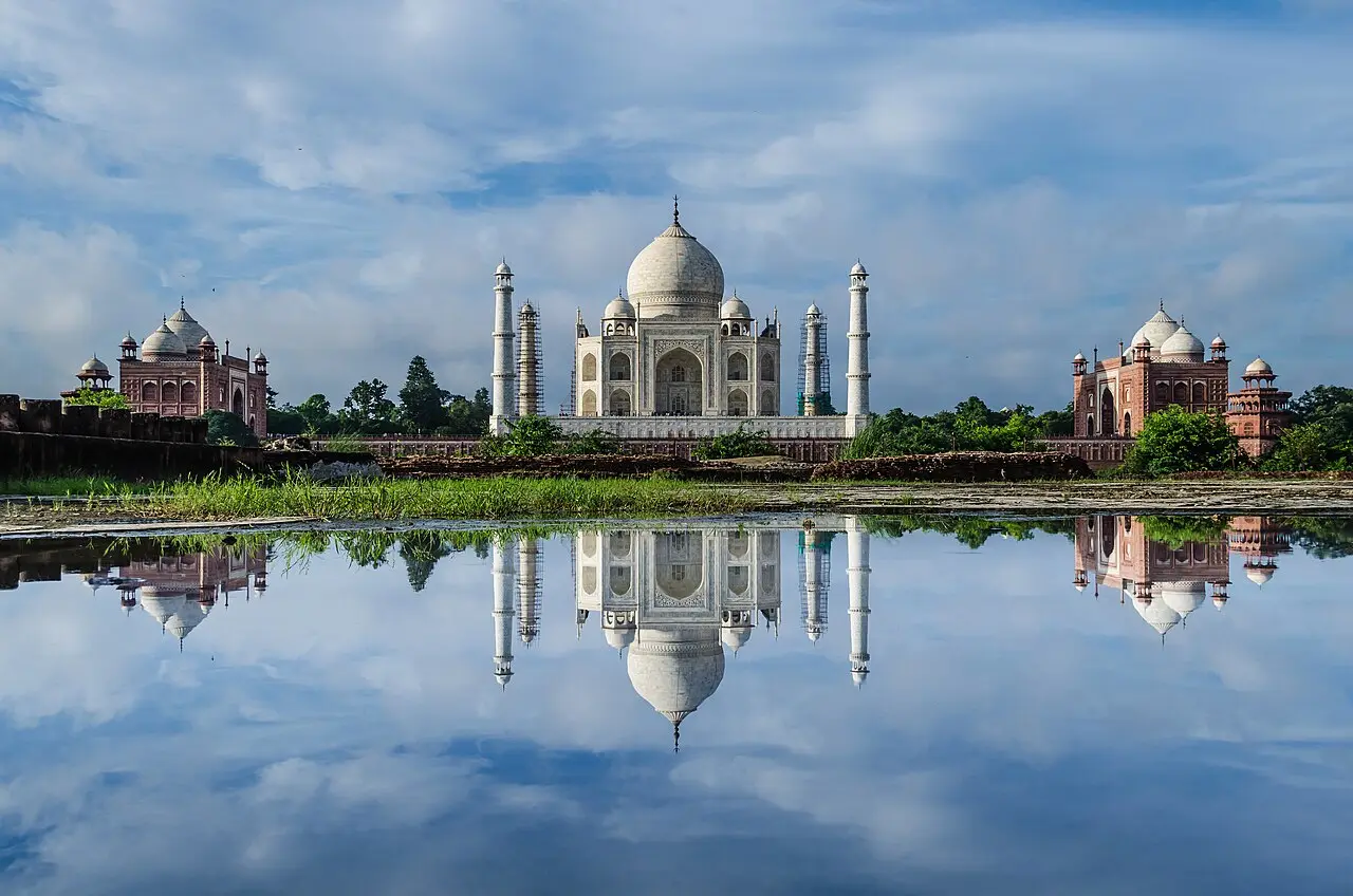 The Taj Mahal reflected in the long pool