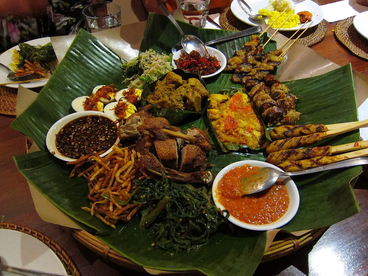 A Balinese feast of satay, sambal and rice dishes