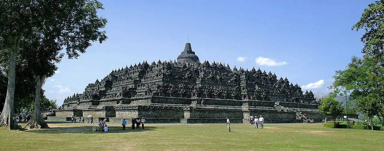 Borobudur temple seen from the gardens