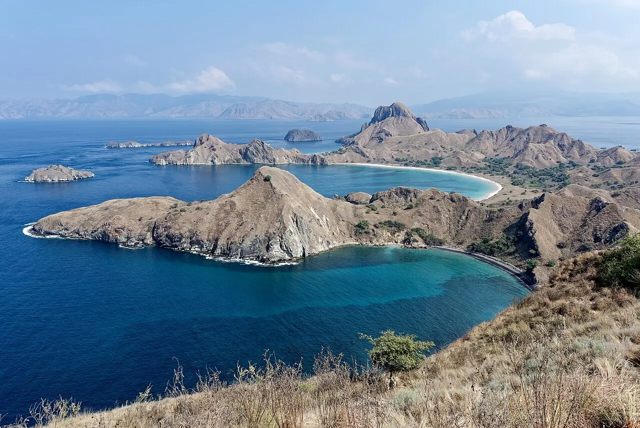 Padar Island's bays from the hilltop