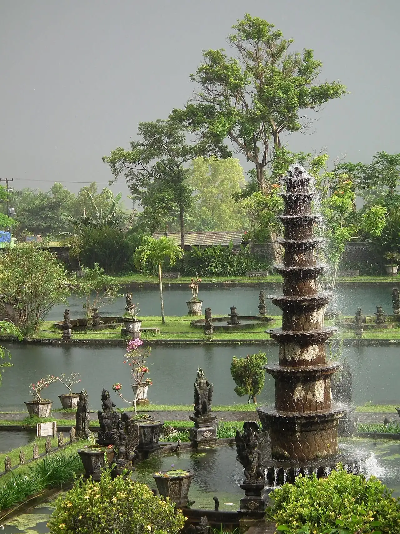 The fountain and pools of Tirta Gangga water palace