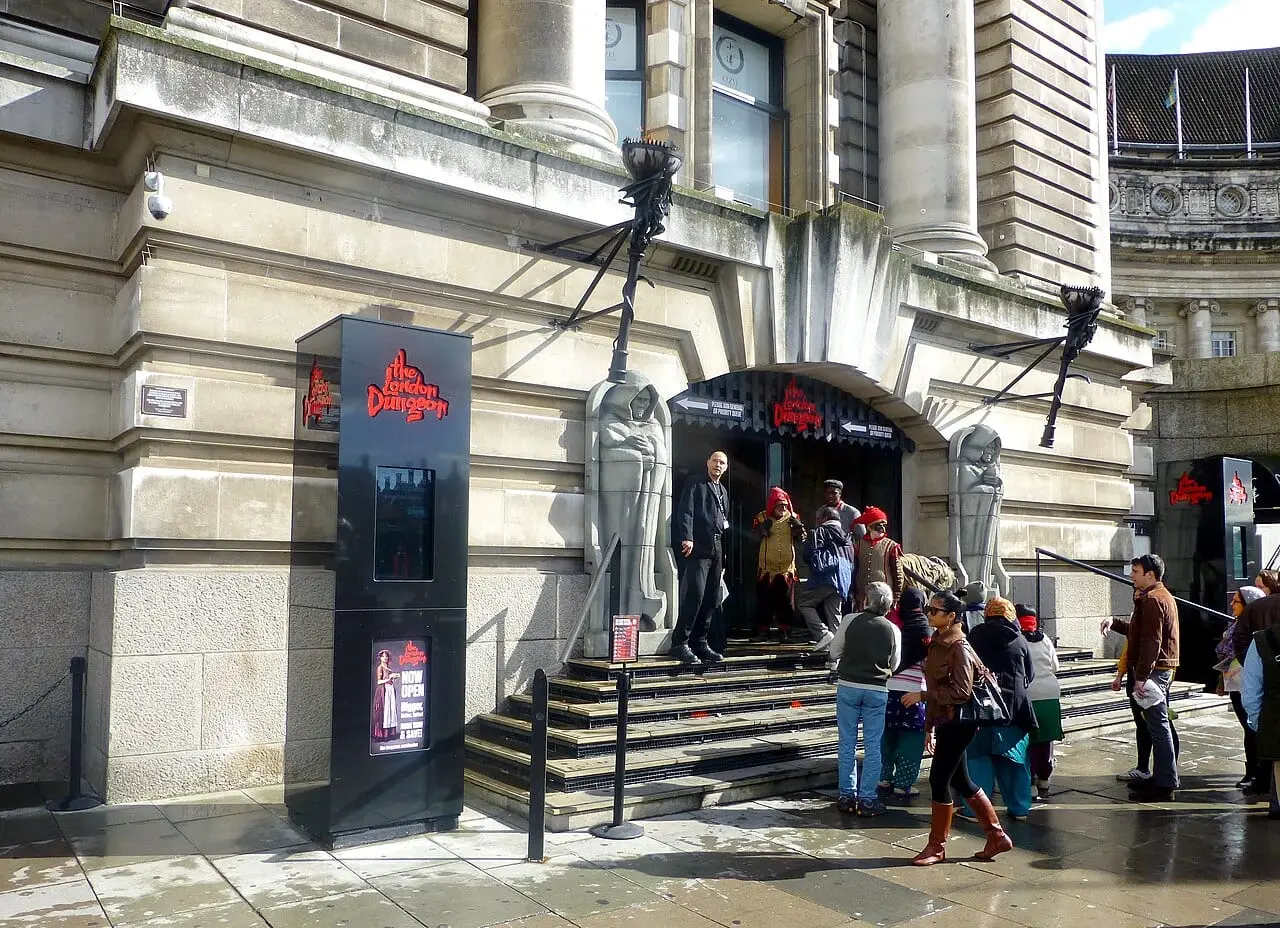 Visitors outside the London Dungeon at County Hall