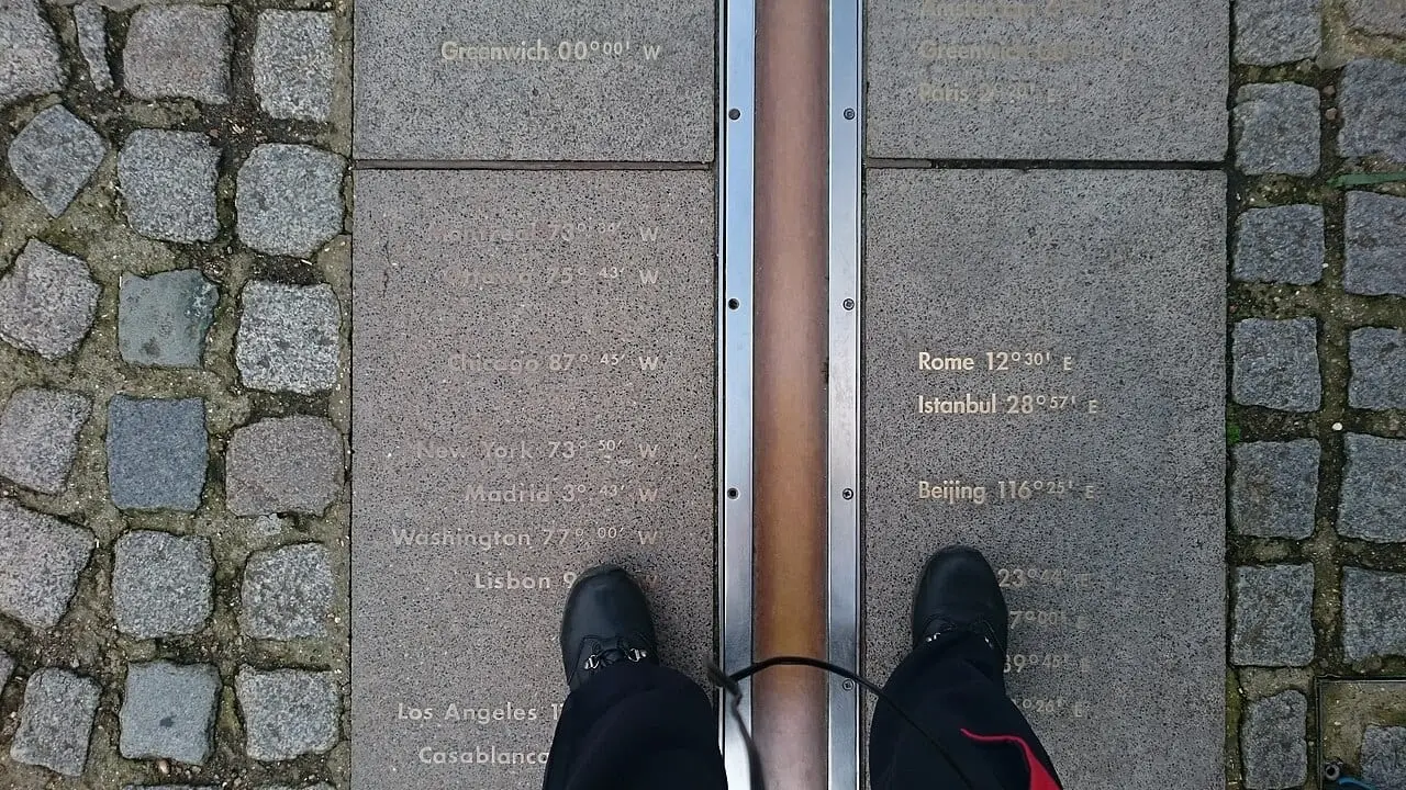 Standing on the Prime Meridian line at Greenwich