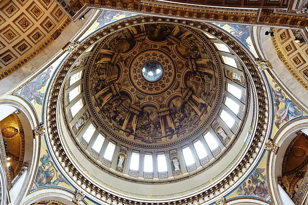 Looking up into the painted dome of St Paul's