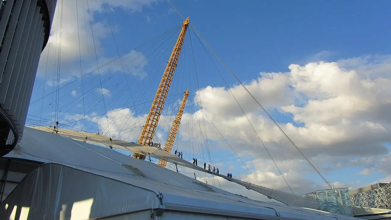 Climbers on the roof walkway of The O2