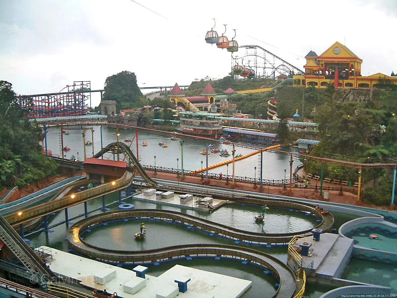 A water ride and lake at Genting SkyWorlds