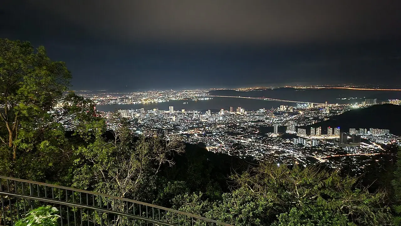 George Town's lights at night from Penang Hill