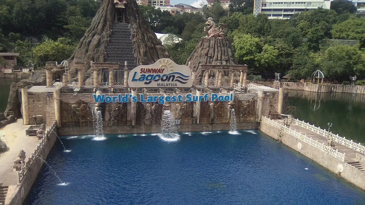 The Sunway Lagoon sign at the surf beach