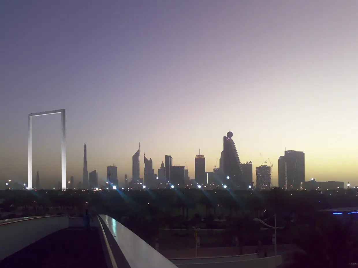 The Dubai Frame at dusk