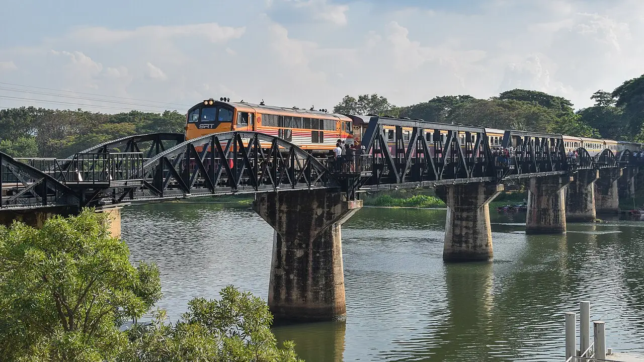 A train crossing the Bridge on the River Kwai