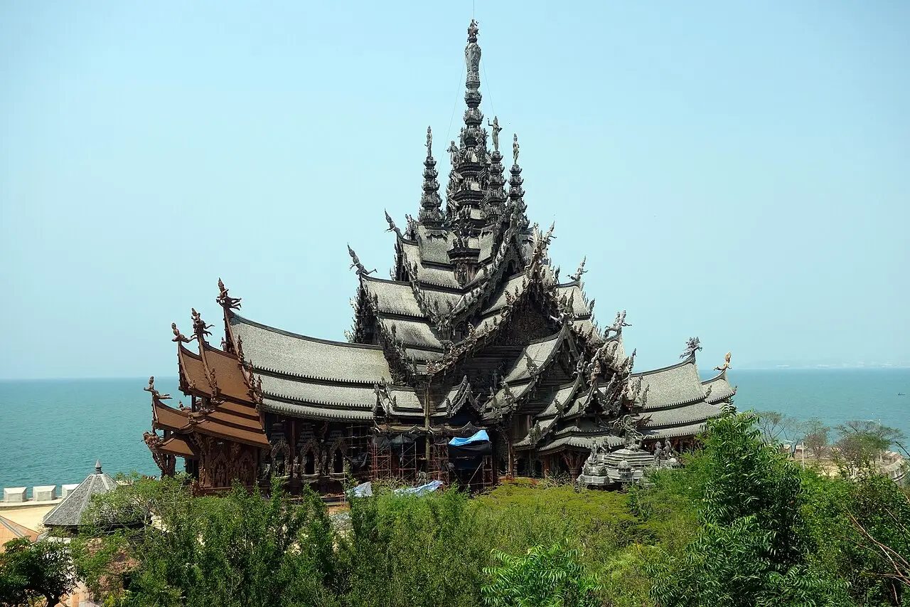 The carved wooden Sanctuary of Truth by the sea
