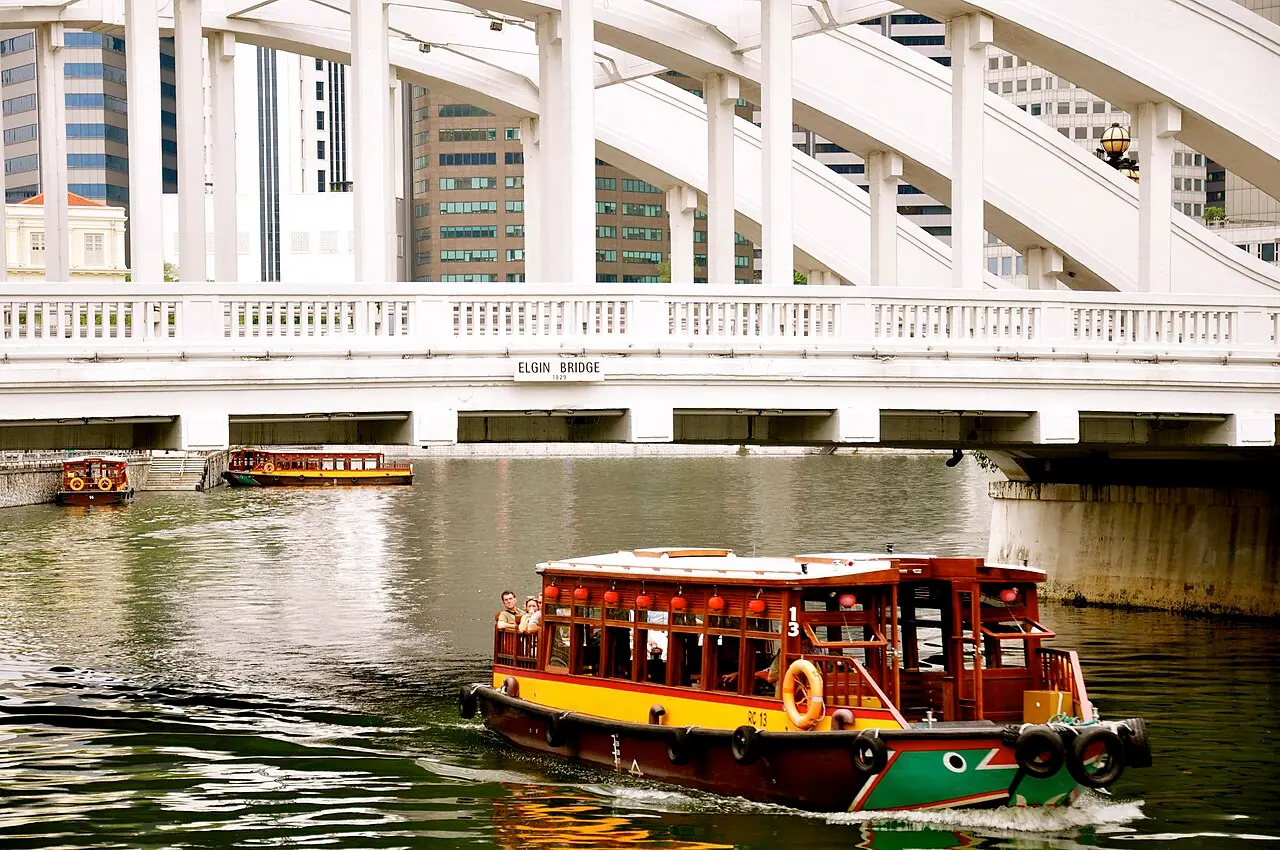 A bumboat on the Singapore River