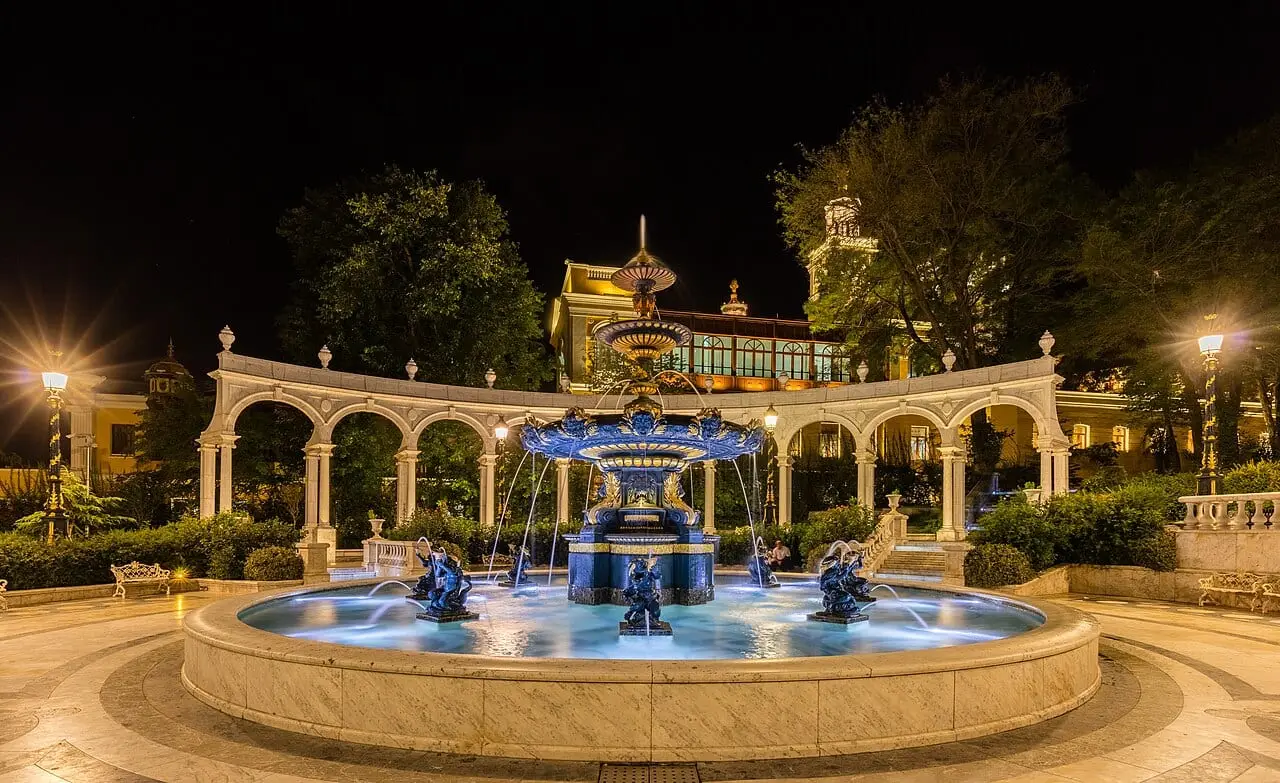 A fountain square in central Baku