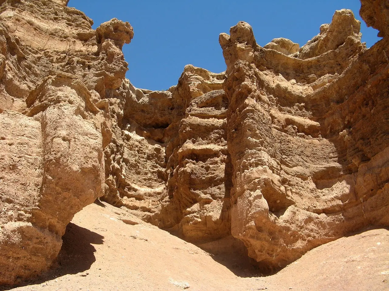 Red sandstone towers in Charyn Canyon