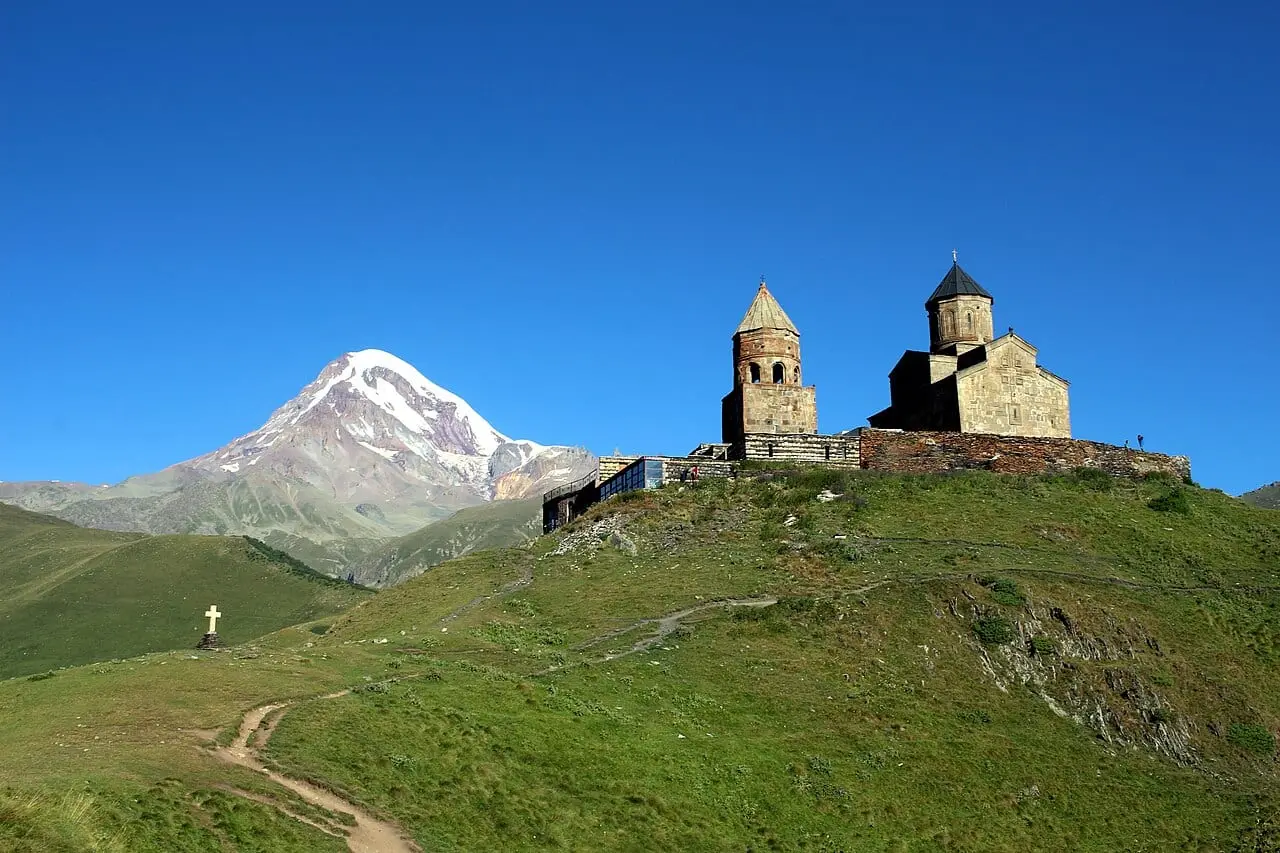 Gergeti Trinity Church beneath Mount Kazbek