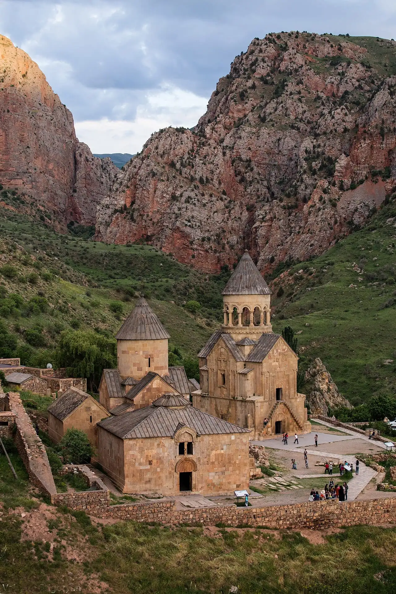 Noravank monastery among red cliffs