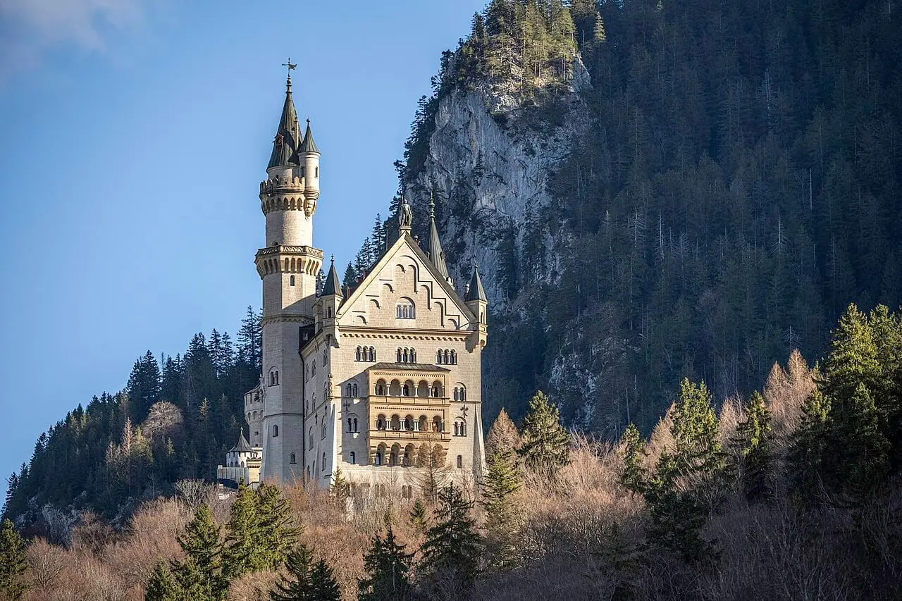 Neuschwanstein Castle on its crag
