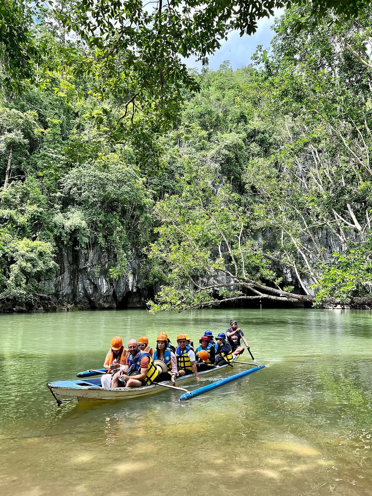 Visitors boarding boats for the underground river