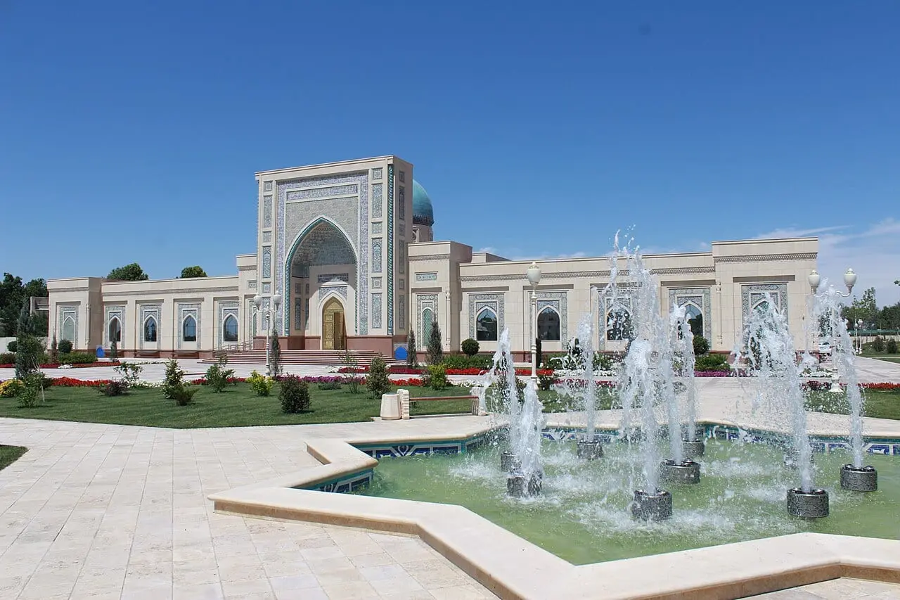 Fountains in the courtyard of the Imam al-Bukhari complex