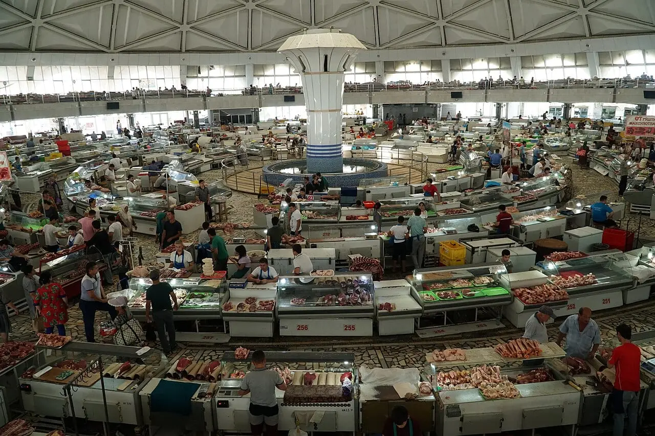 Stalls inside Chorsu Bazaar