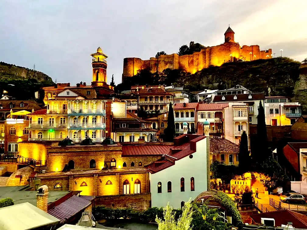 Old Tbilisi lit up at night