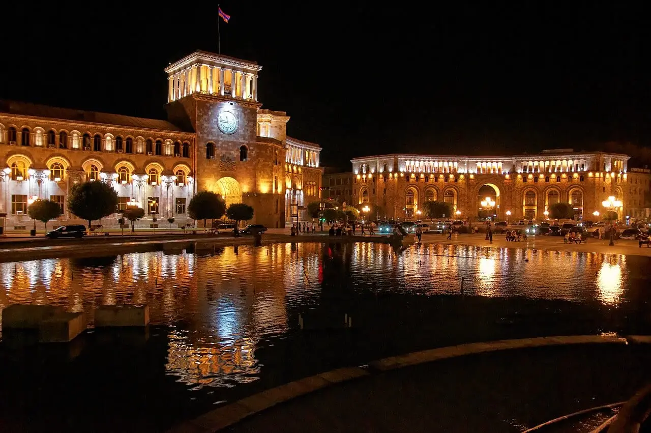 Republic Square in Yerevan at night