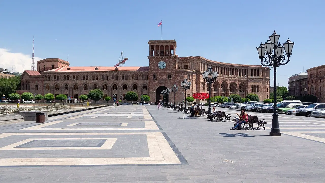 Republic Square, built in pink tuff stone