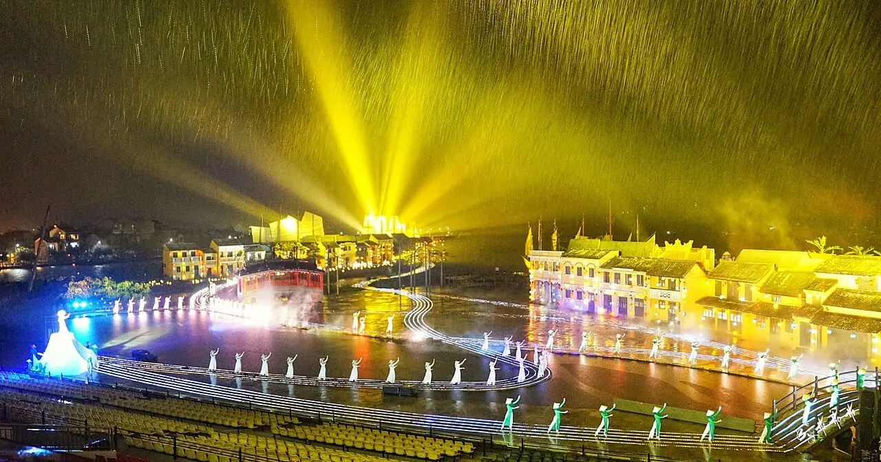 The Hoi An Memories show lit up at night