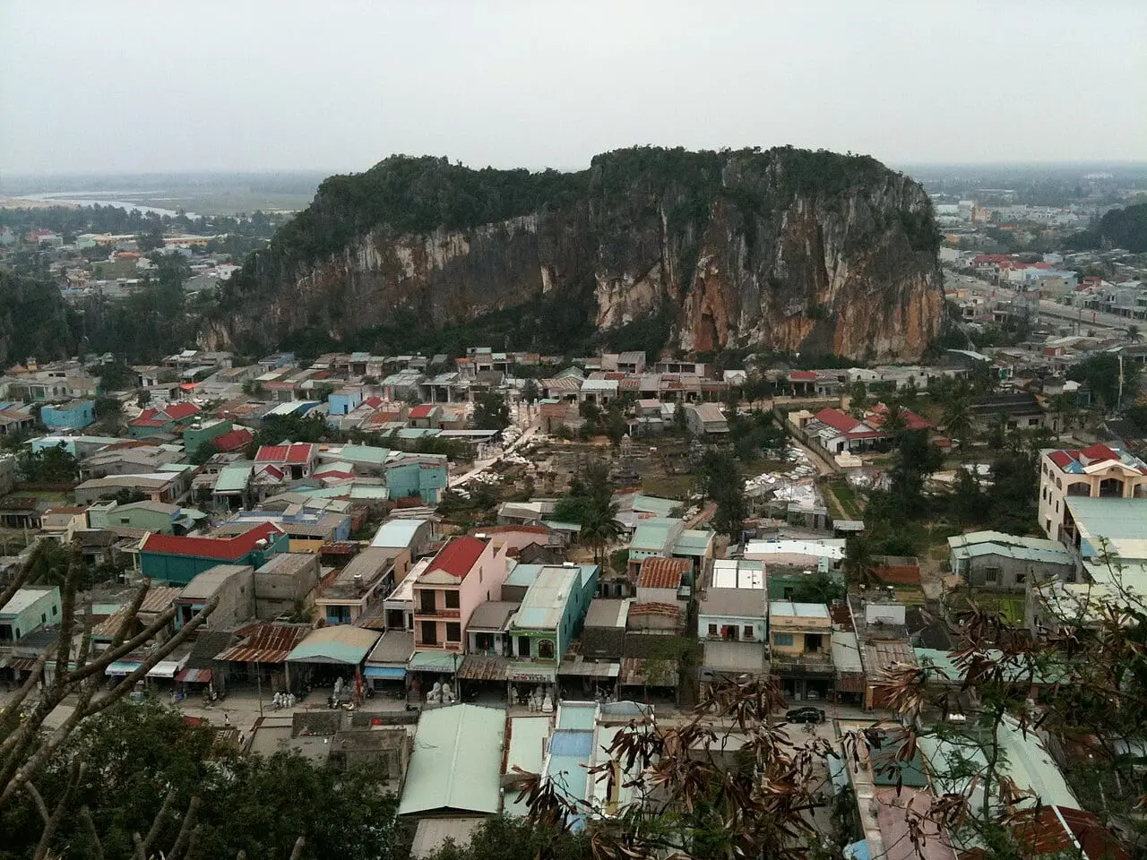 The Marble Mountains rising above Da Nang