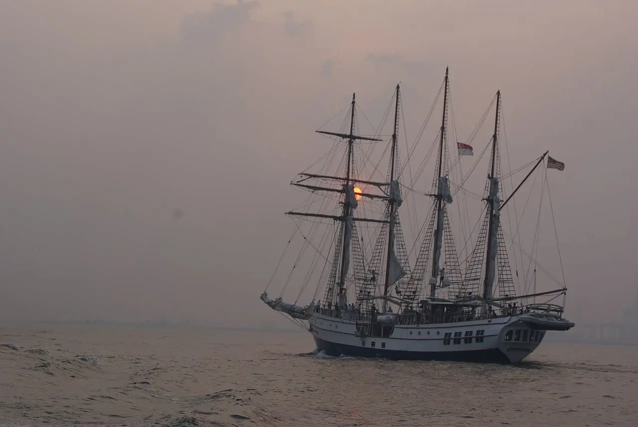 The Royal Albatross at sunset in Singapore waters