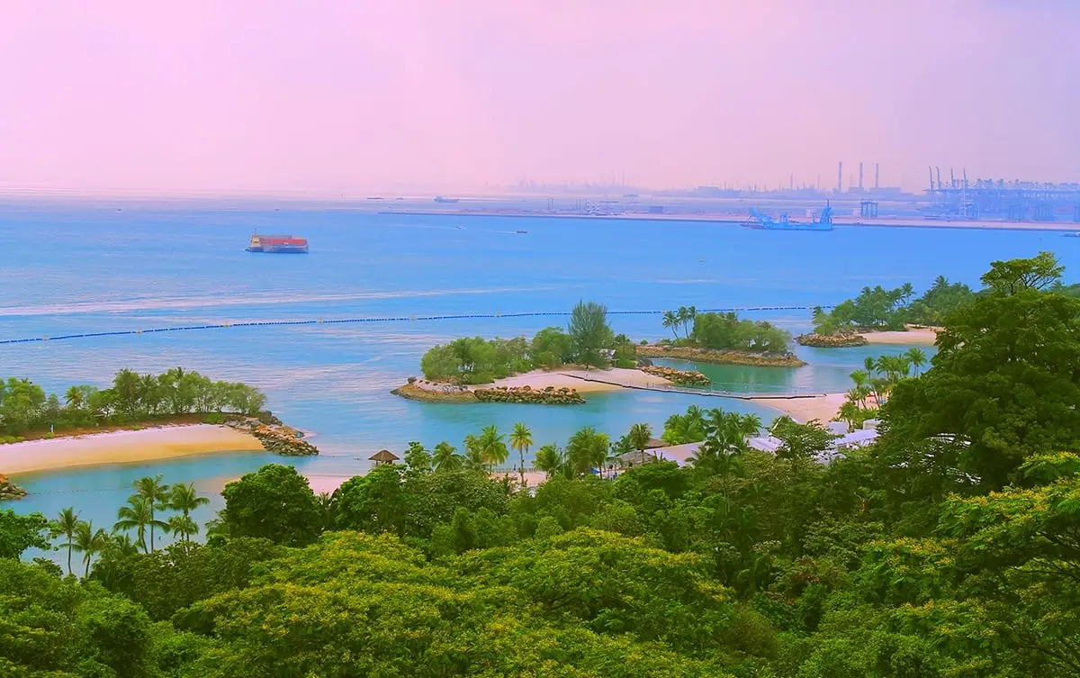 Looking over Sentosa's beaches from above