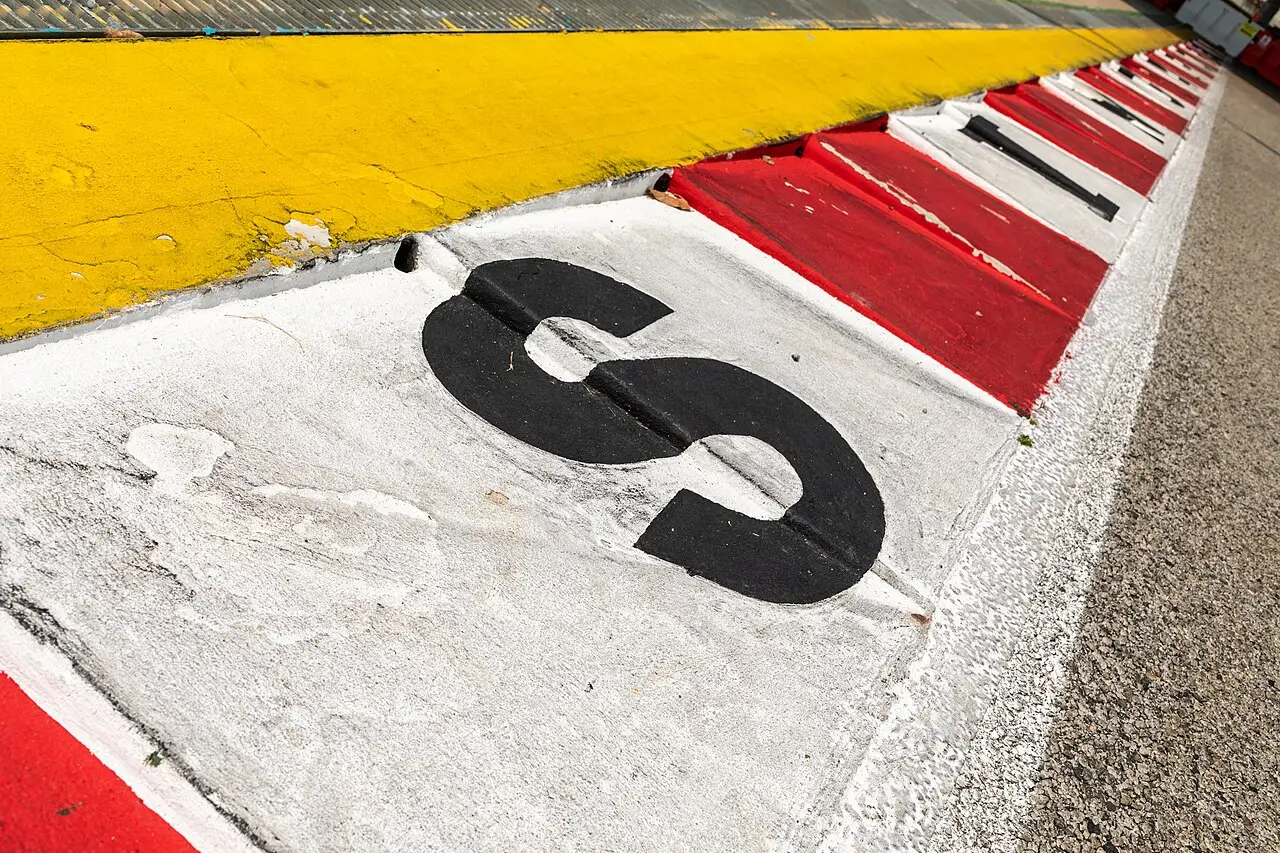 Red-and-white kerbs on the Marina Bay Street Circuit