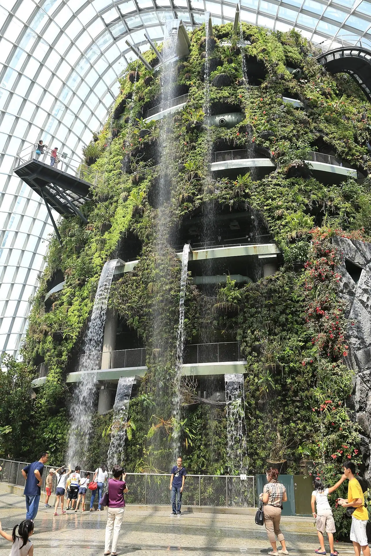 The indoor waterfall falling from Cloud Mountain