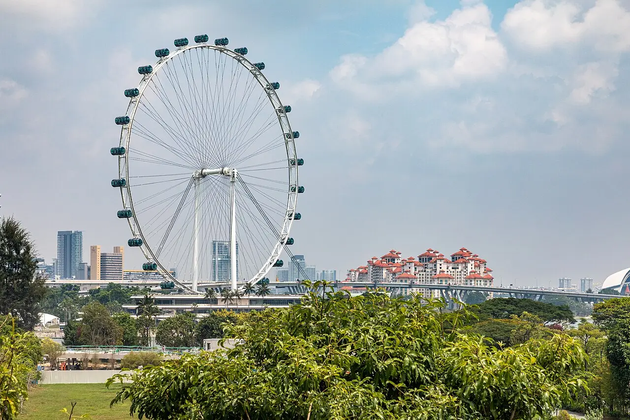The Singapore Flyer observation wheel against the city skyline