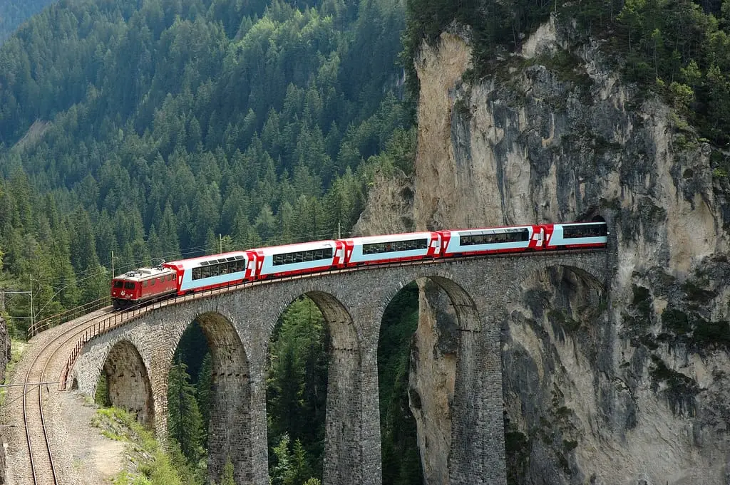 The Glacier Express on the Landwasser Viaduct