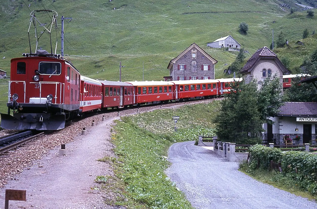 The Glacier Express in the mountains