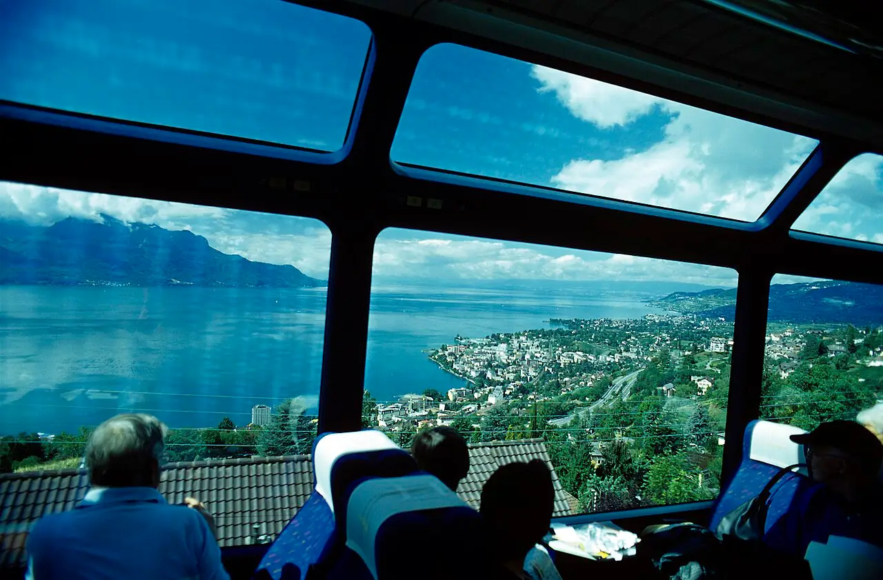 Inside a panoramic carriage
